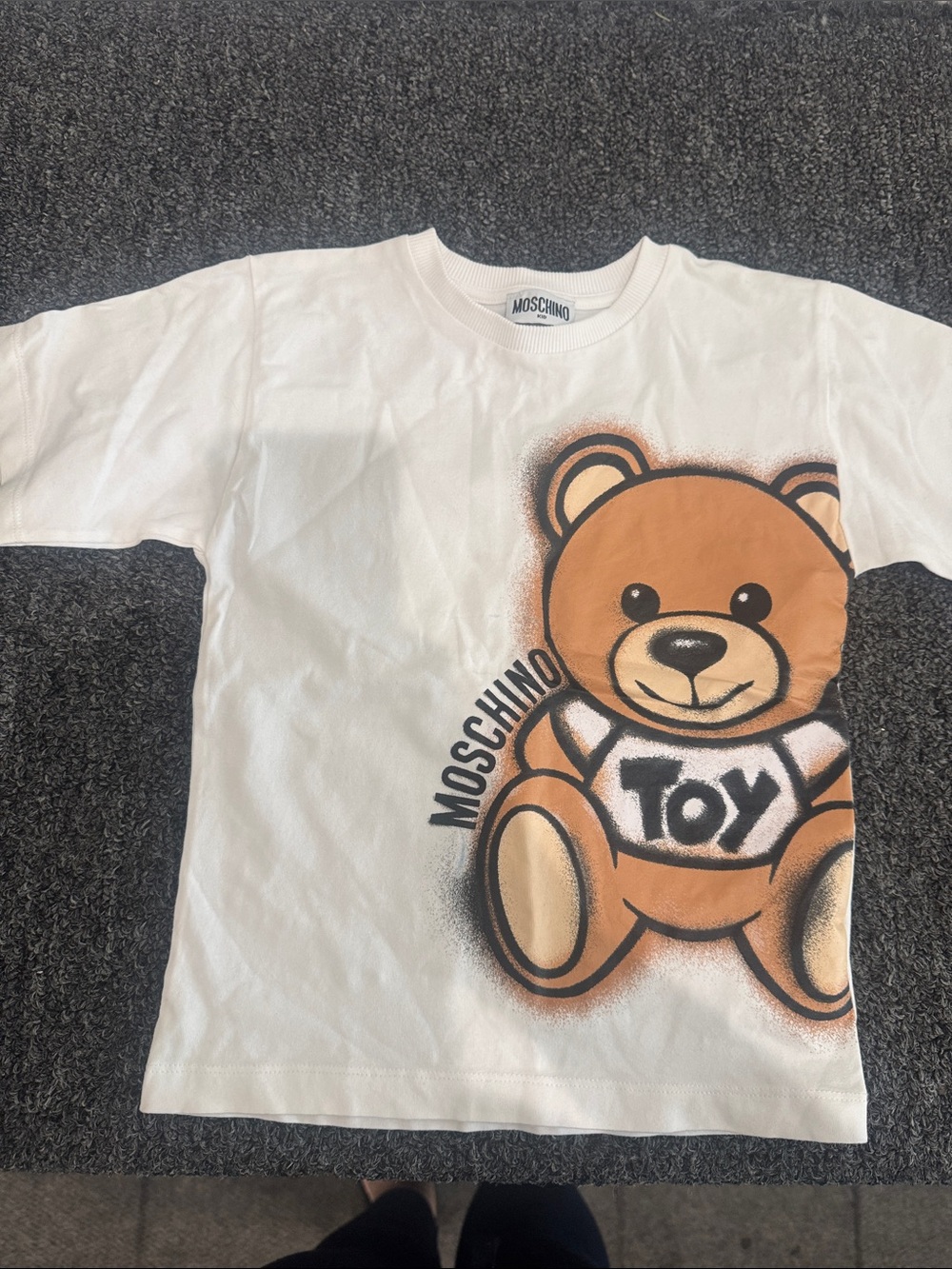 Moschino Kids White Tee with Brown Teddy 'Toy' Graphic
